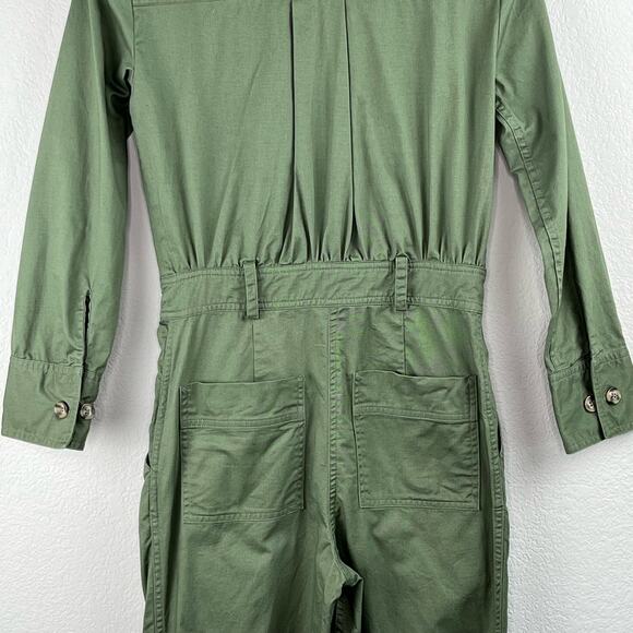 Tularosa Green Long Sleeve Zip Front Collared Utilitarian Jumpsuit XS/Small - Picture 13 of 16
